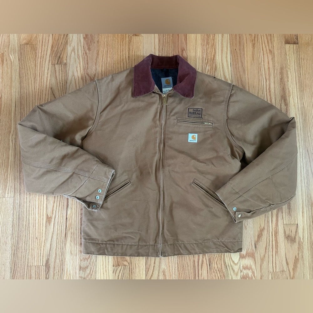 Carhartt Tan Jacket with Corduroy Collar